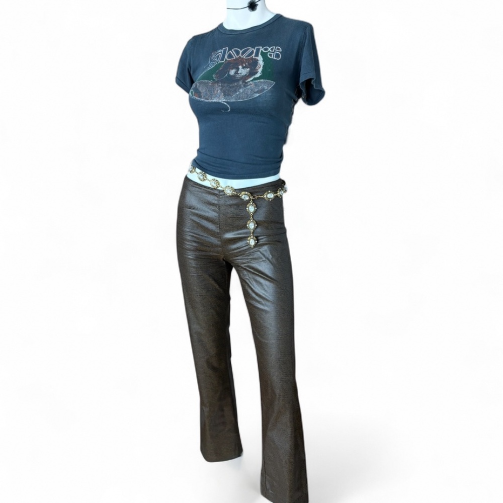 Vintage bebe Made in Italy Pants – Size 4 – Metallic Bronze / Black Reptile